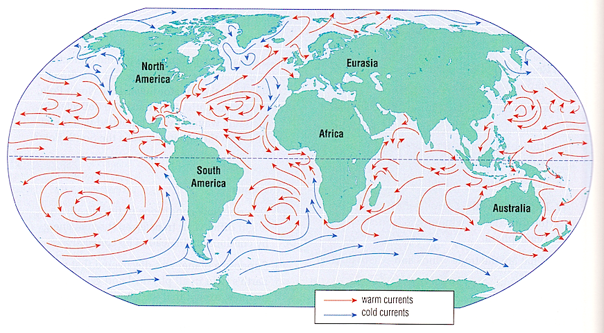 How do ocean currents transfer heat?